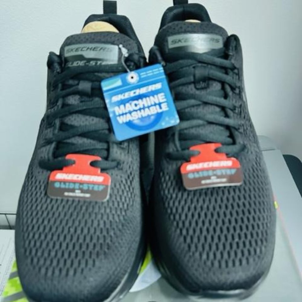 SKECHERS Men's Glide-Step Sport-Wave Heat Memory Foam Black 10 New In Box - Picture 5 of 5